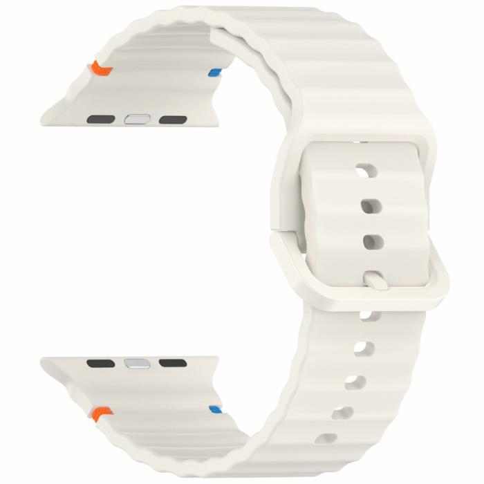 Bild 3,  Apple Watch 42/44/45/46/49 mm Armband Silikon Wave Off White
