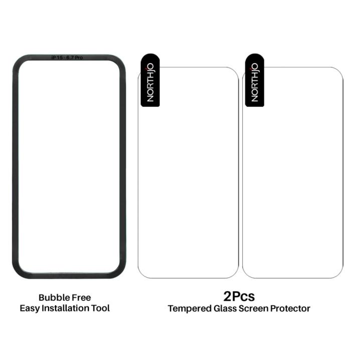 Bild 5, NORTHJO NORTHJO iPhone 16 Plus Skärmskydd Härdat Glas 2-PACK inkl. Ram