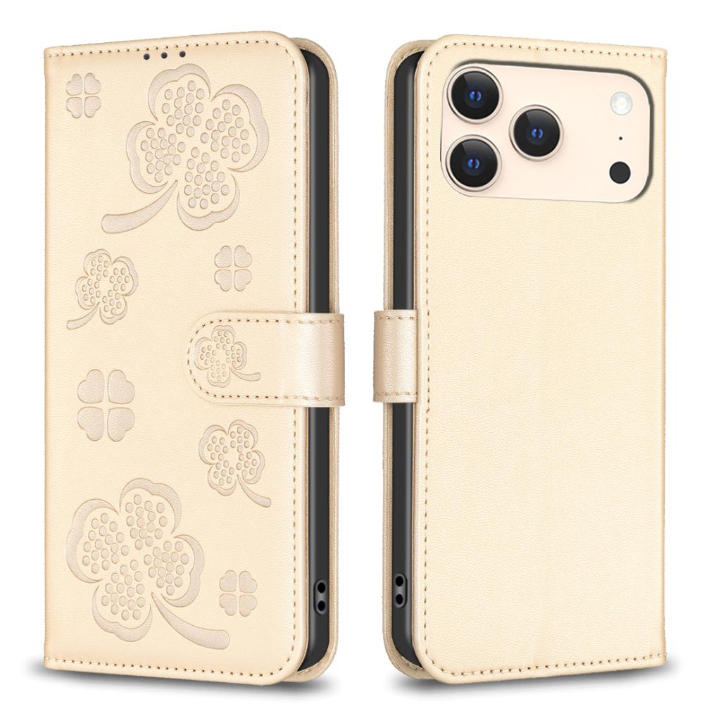  iPhone 17 Pro Max Fodral Med Blommigt Tryck Guld