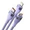 BASEUS BASEUS 1.2 m 100W 3in1 USB-C/Lightning/MicroUSB Lila