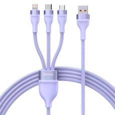 BASEUS BASEUS 1.2 m 100W 3in1 USB-C/Lightning/MicroUSB Lila
