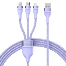 BASEUS BASEUS 1.2 m 100W 3in1 USB-C/Lightning/MicroUSB Lila