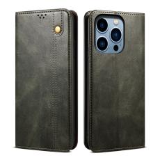  iPhone 15 Pro Fodral Oil Wax L&auml;der Gr&ouml;n