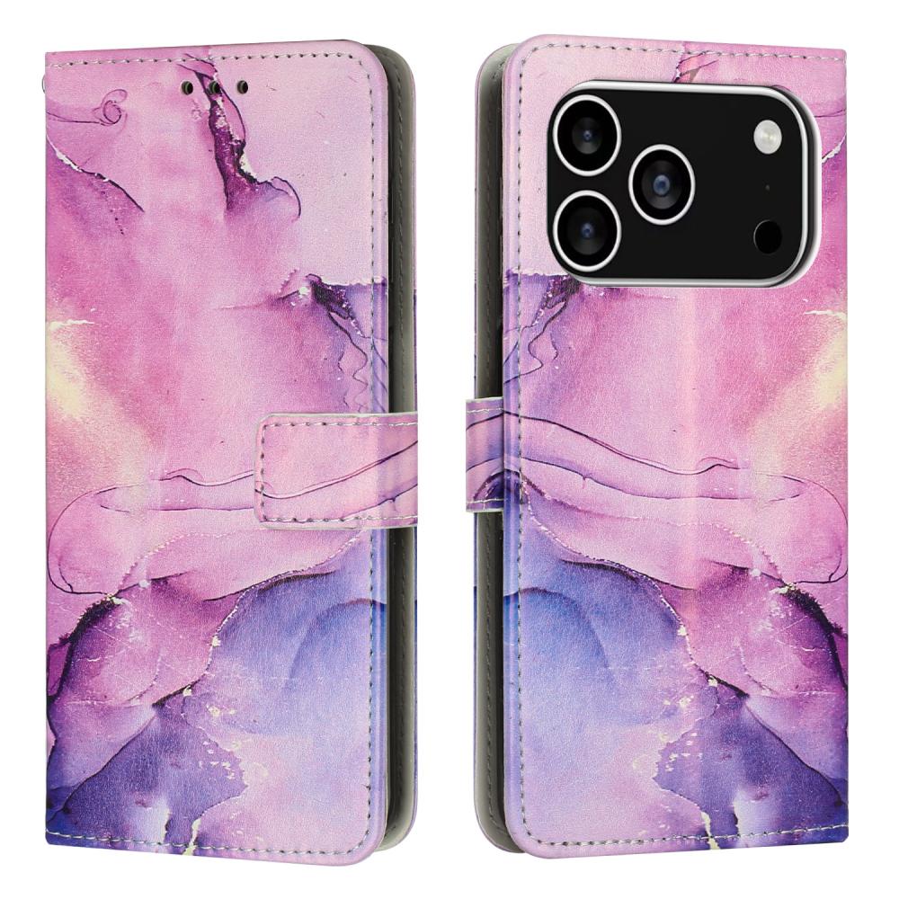  iPhone 17 Pro Fodral Läder Marmor Lila