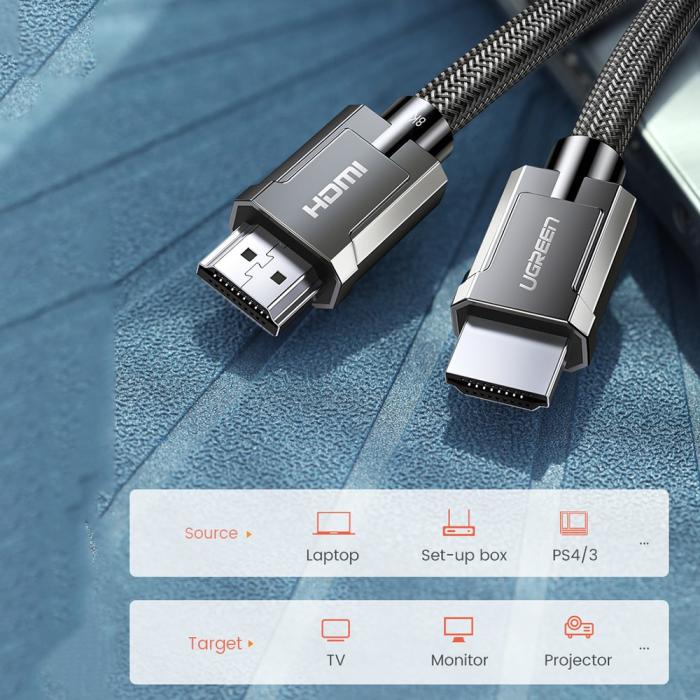 Bild 4, UGREEN UGREEN 2m 8K 60Hz HDMI 2.1 - HDMI Kabel Svart