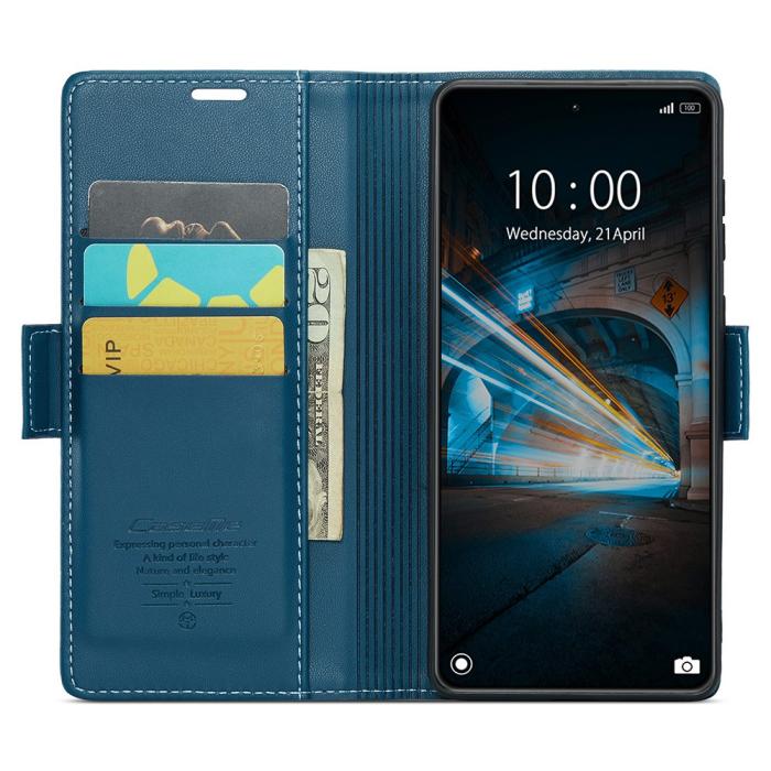 Bild 2, CASEME CASEME Xiaomi 14 Fodral RFID Litchi Läder Blå