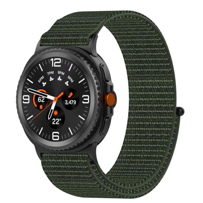 Bild 3,  Galaxy Watch 8 46/44/40 mm Armband Nylon Loop Militär Grön
