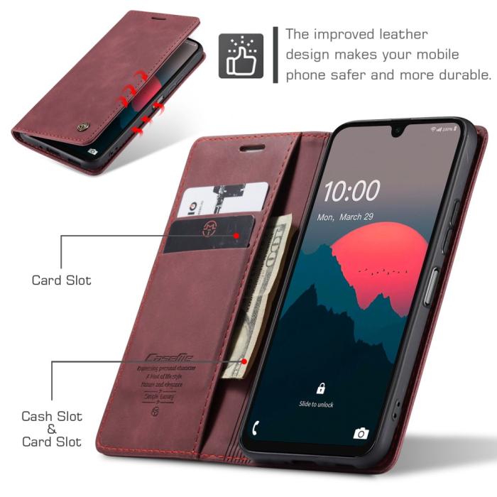Bild 5, CASEME CASEME Galaxy A16/A26 5G Fodral Flip Retro Läder Röd