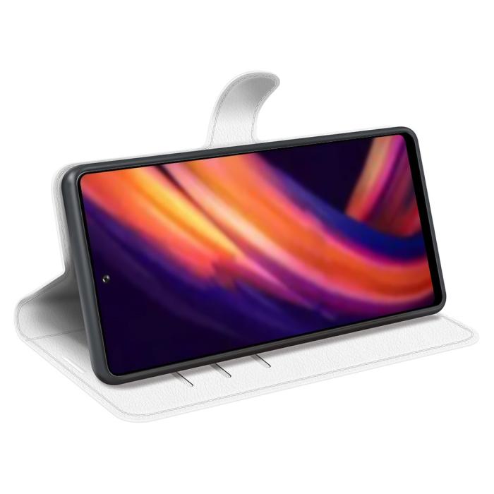 Bild 6,  Motorola Edge 30 Pro Fodral Litchi Textur Vit