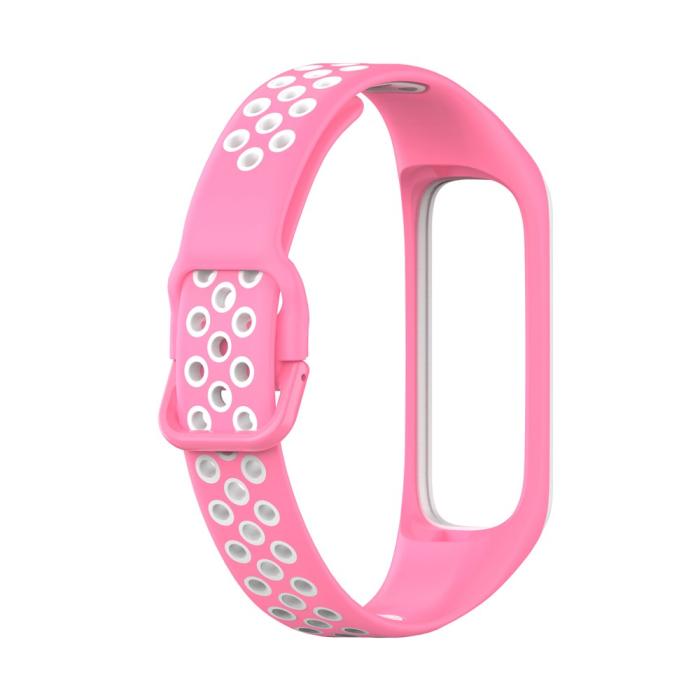 Bild 3,  Samsung Galaxy Fit 2 SM-R220 Armband Ihåligt Silikon Rosa/Vit