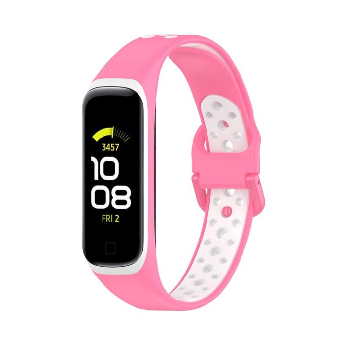 Bild 4,  Samsung Galaxy Fit 2 SM-R220 Armband Ihåligt Silikon Rosa/Vit
