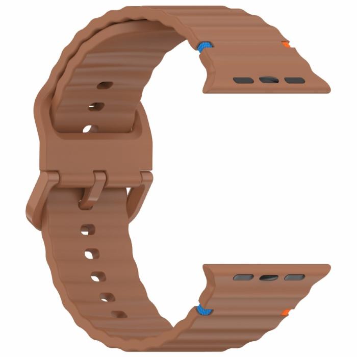 Bild 4,  Apple Watch 42/44/45/46/49 mm Armband Silikon Wave Brun