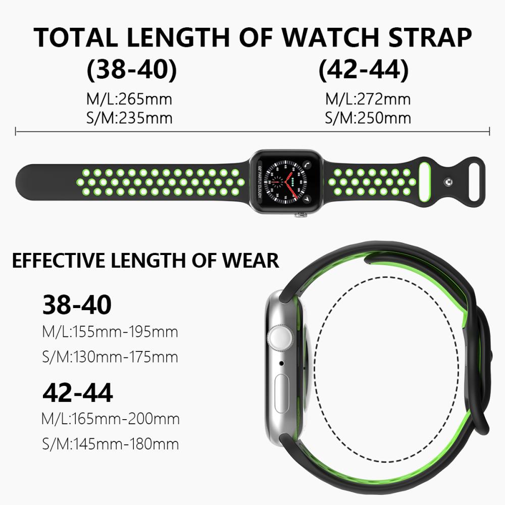 ColorPop Sportarmband Dual-Color Apple Watch 42/41/40/38 mm (S/M) Svart/Grön
