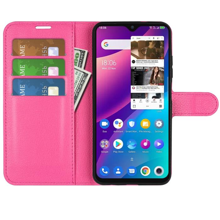 Bild 4,  TCL 305 (2022) Fodral Litchi Läder Rosa