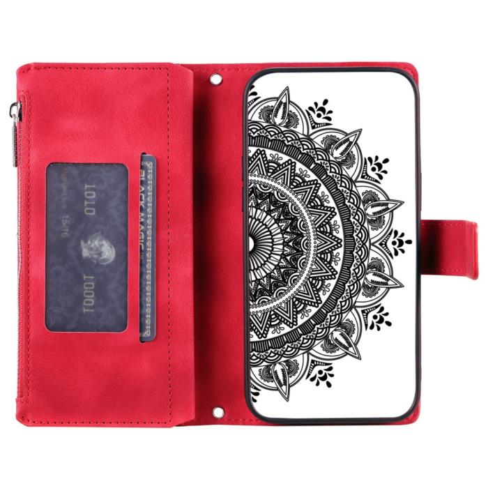 Bild 3,  Xiaomi Redmi Note 14 5G Fodral Mandala Läder Röd