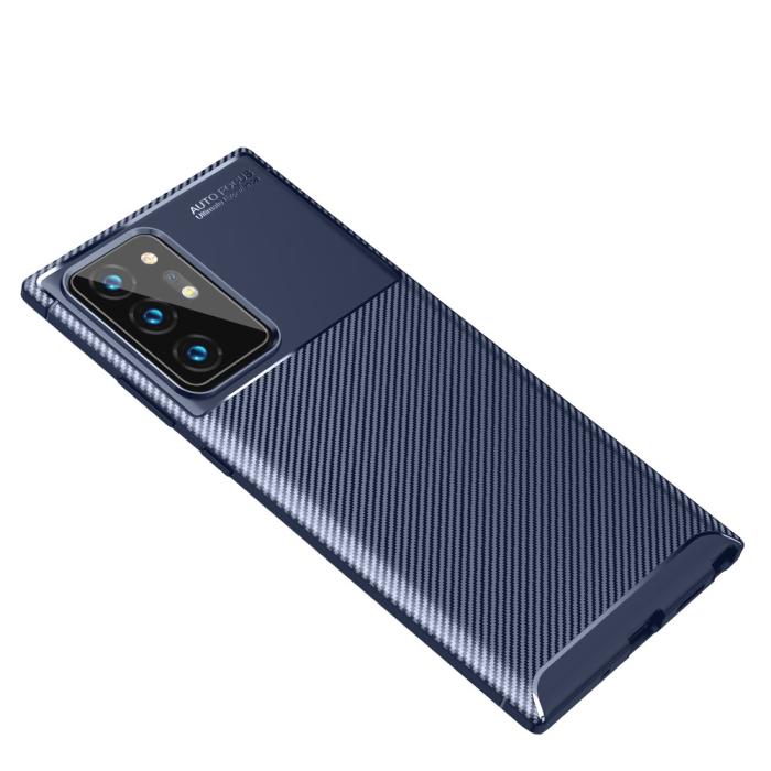 Bild 2,  Samsung Galaxy Note 20 Ultra - Kolfiber Textur Skal - Blå