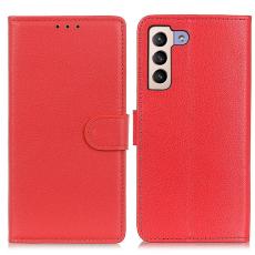 Samsung Galaxy S23 Plus Fodral Litchi L&auml;der R&ouml;d