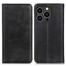 iPhone 16 Pro Fodral Flip L&auml;der Svart