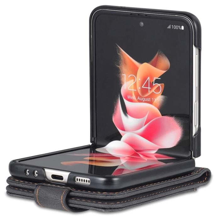Bild 3, AZNS AZNS Galaxy Z Flip 6 / 7 FE Fodral Läder Svart