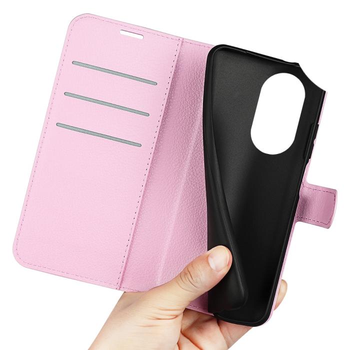 Bild 4,  Motorola Edge 30 Pro Fodral Litchi Textur Ljus Rosa