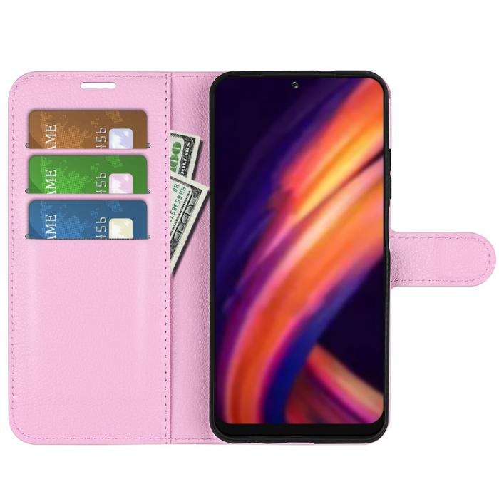 Bild 5,  Motorola Edge 30 Pro Fodral Litchi Textur Ljus Rosa