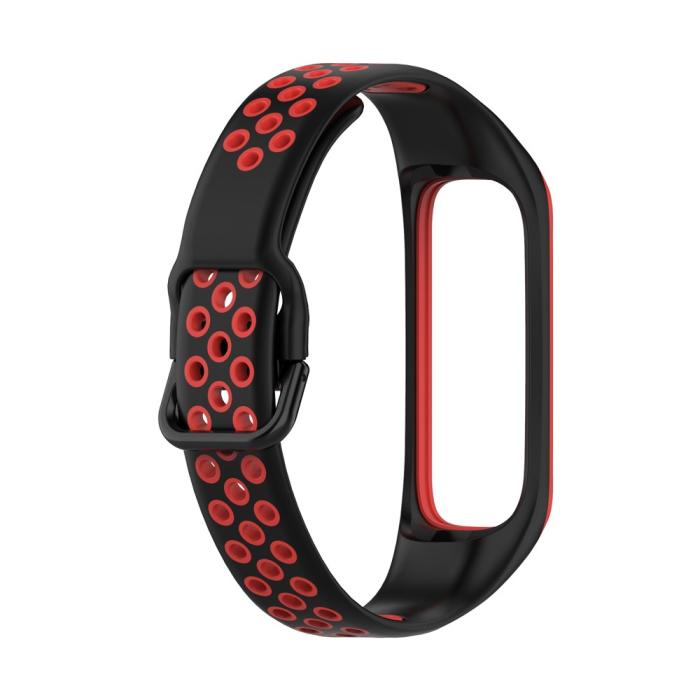Bild 3,  Samsung Galaxy Fit 2 SM-R220 Armband Ihåligt Silikon Svart/Röd