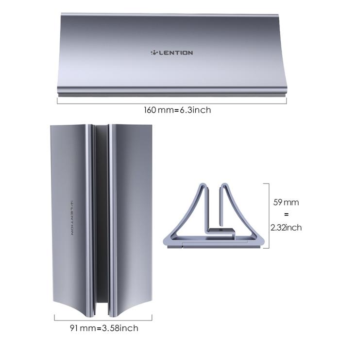 Bild 4, LENTION LENTION Universal Vertikal Aluminium Laptop Stativ Grå