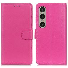  Sony Xperia 1 VI Litchi L&auml;der Fodral Rosa