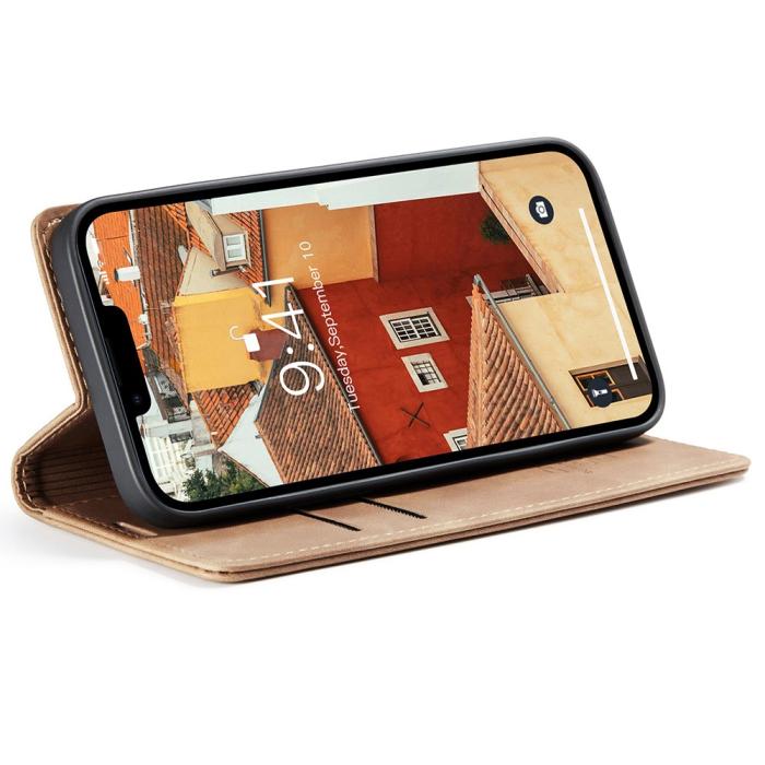 Bild 3, CASEME CASEME iPhone 15 Plus Fodral Flip Retro Läder Brun