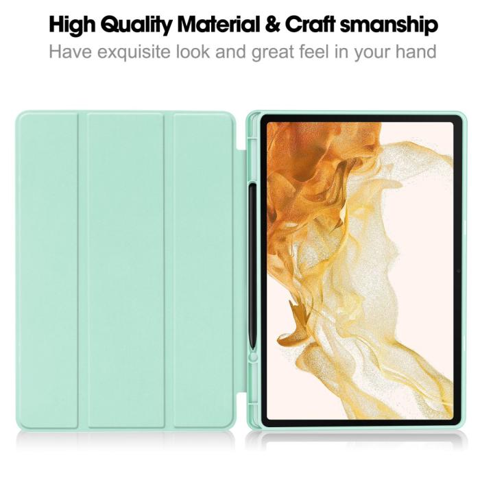 Bild 5,  Samsung Galaxy Tab S9 Plus Fodral Tri-Fold Pennhållare Grön
