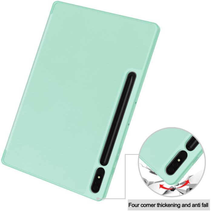 Bild 6,  Samsung Galaxy Tab S9 Plus Fodral Tri-Fold Pennhållare Grön
