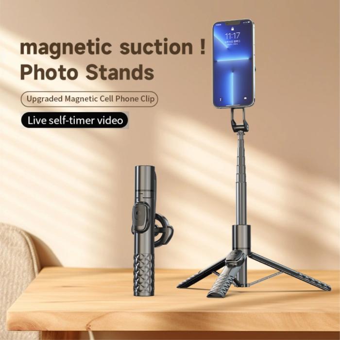 Bild 3,  360° MagSafe Tripod Selfie Stick Aluminium 130 cm Svart