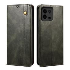  Xiaomi 13 Pro 5G Fodral Oil Wax Flip L&auml;der Gr&ouml;n