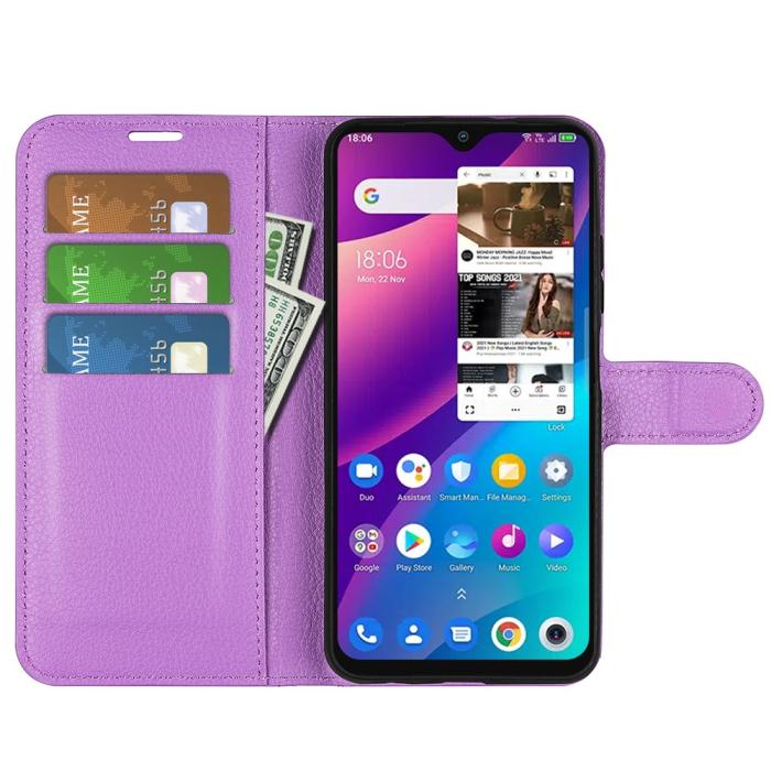 Bild 4,  TCL 305 (2022) Fodral Litchi Läder Lila