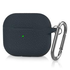  AirPods 3 Skal Silikon Litchi Textur Karbinhake Ash Grey