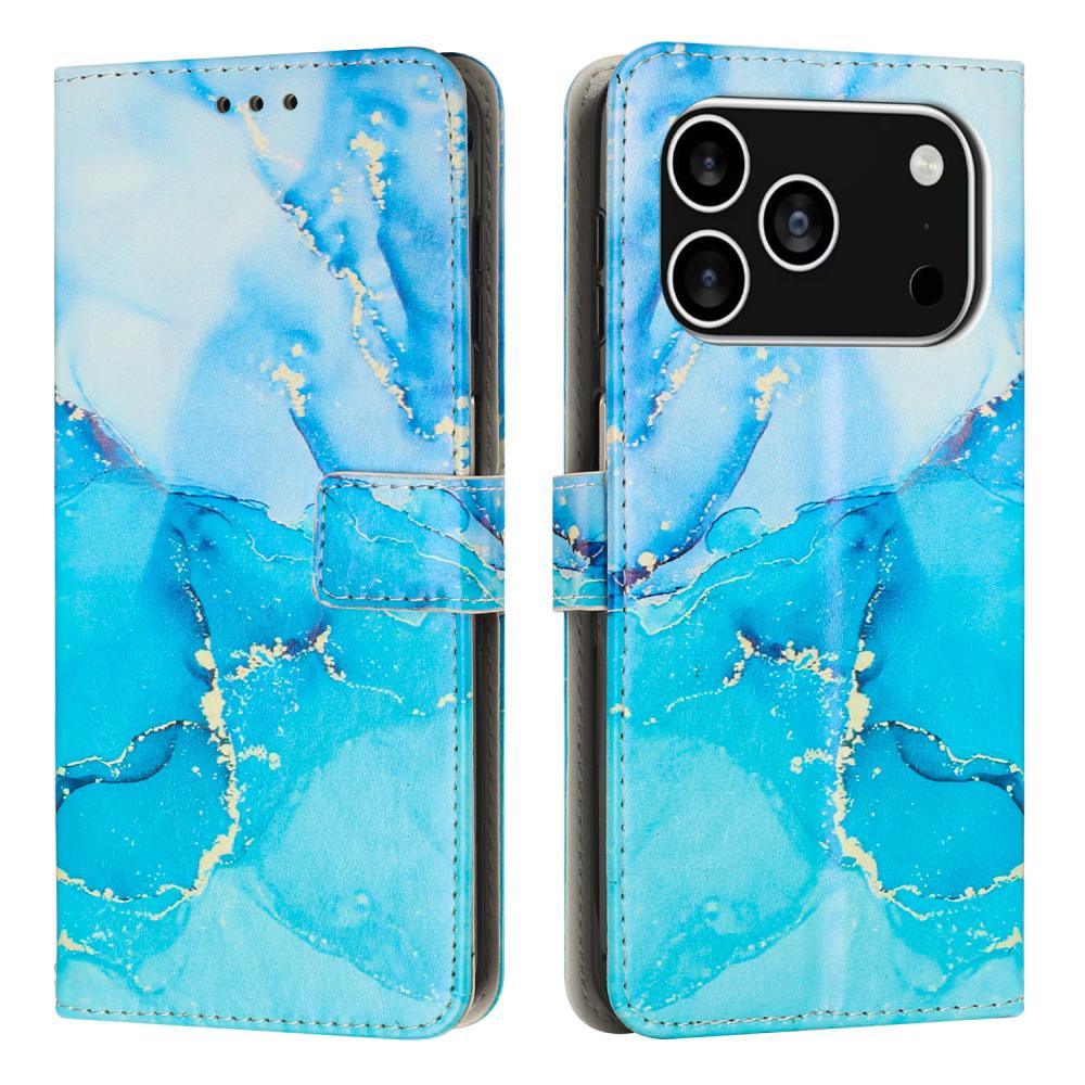  iPhone 17 Pro Fodral Läder Marmor Blå / Grön