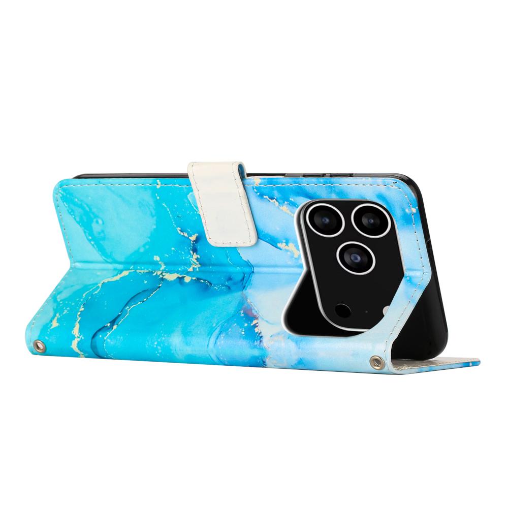  iPhone 17 Pro Fodral Läder Marmor Blå / Grön