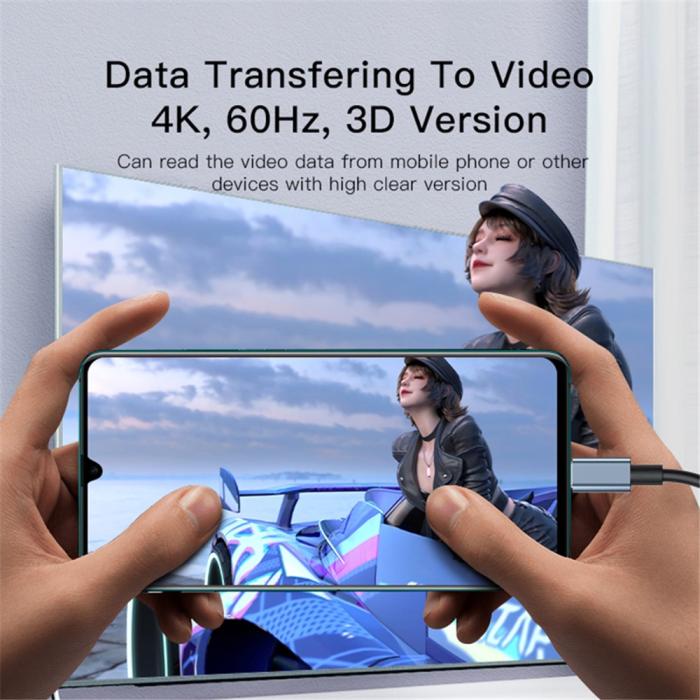 Bild 4, YESIDO YESIDO 2m 4K 60Hz USB-C - HDMI Svart
