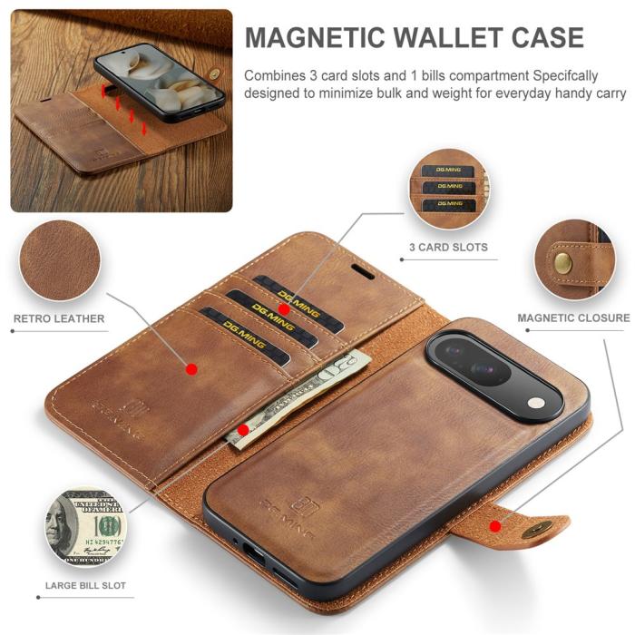 Bild 4, DG.MING DG.MING Google Pixel 10/10 Pro 2in1 Magnet Fodral / Skal Brun