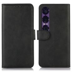 Sony Xperia 1 VII Pl&aring;nboksfodral L&auml;der Svart