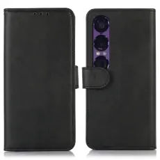  Sony Xperia 1 VII Pl&aring;nboksfodral L&auml;der Svart