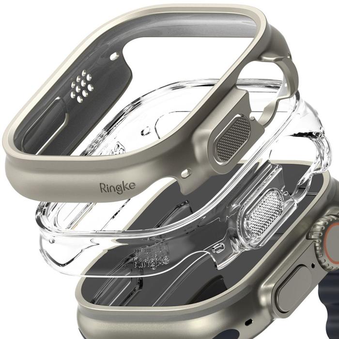 Bild 2, Ringke Ringke Apple Watch Ultra 49 mm 2-PACK Skal Slim Titanium Grey/Clear
