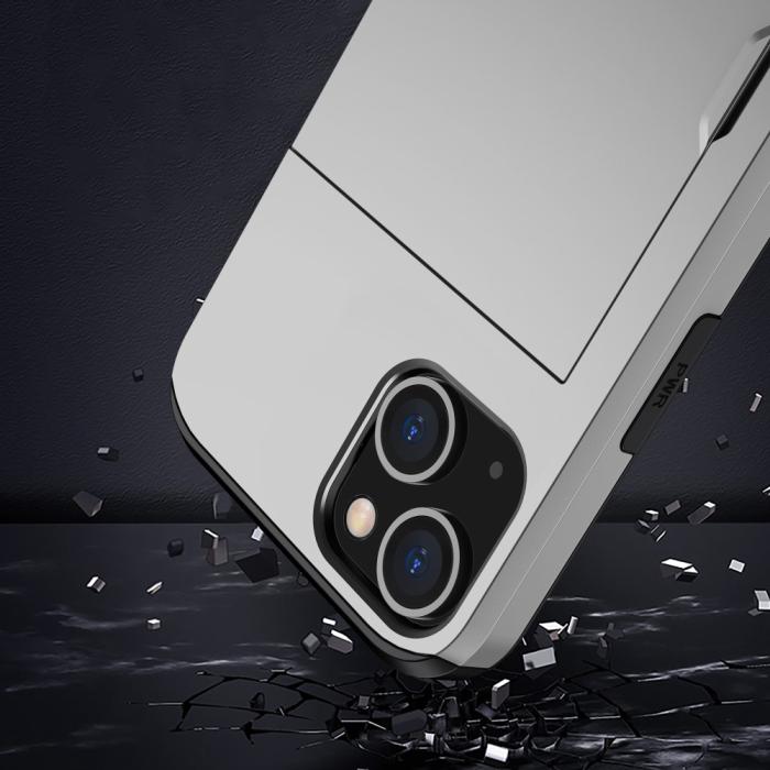 Bild 6,  iPhone 15 Skal Hybrid Med Kortfack Silver