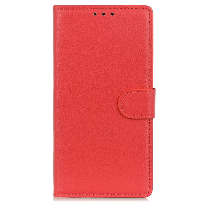 Bild 6,  Samsung Galaxy S23 Plus Fodral Litchi Läder Röd