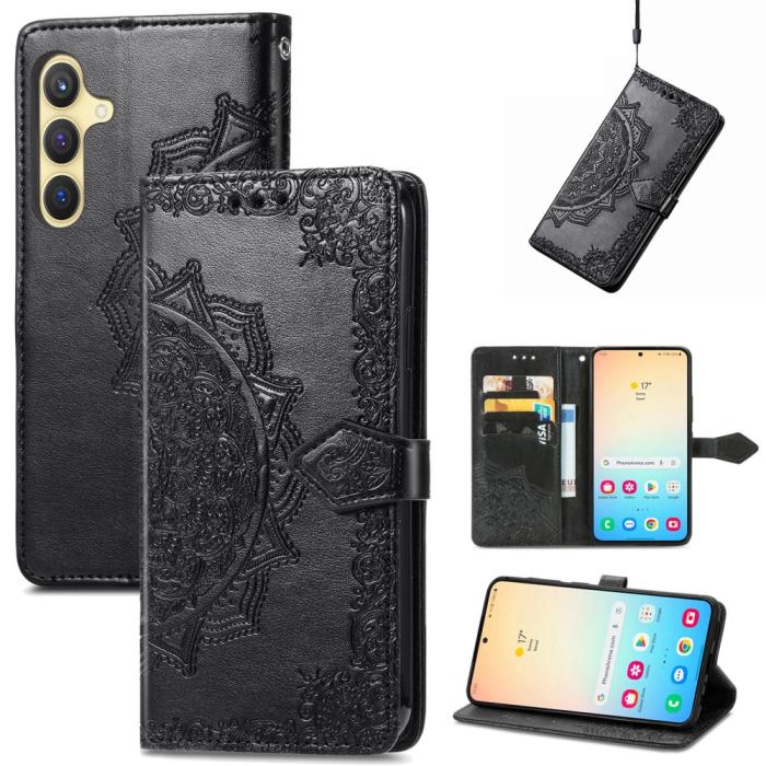 Bild 4,  Samsung Galaxy S24 Fodral Mandala Tryck Svart
