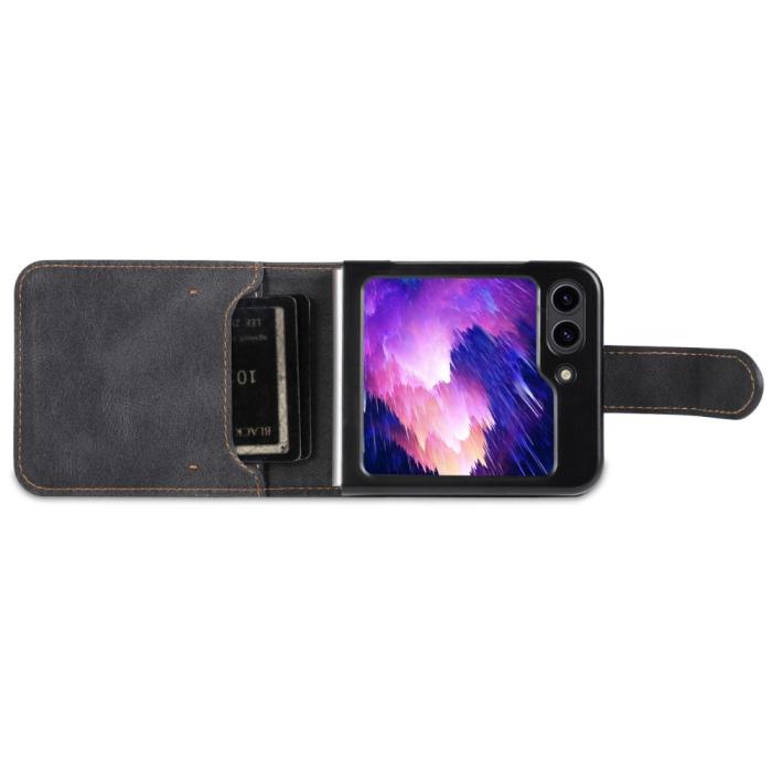 Bild 5, AZNS AZNS Galaxy Z Flip 6 / 7 FE Fodral Läder Svart