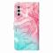  Samsung Galaxy S25 FE Fodral Med Tryck Rosa / Grön Marmor
