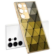GKK GKK Galaxy S24 Ultra Skal H&auml;rdat Glas Electroplate Rhombus Gul