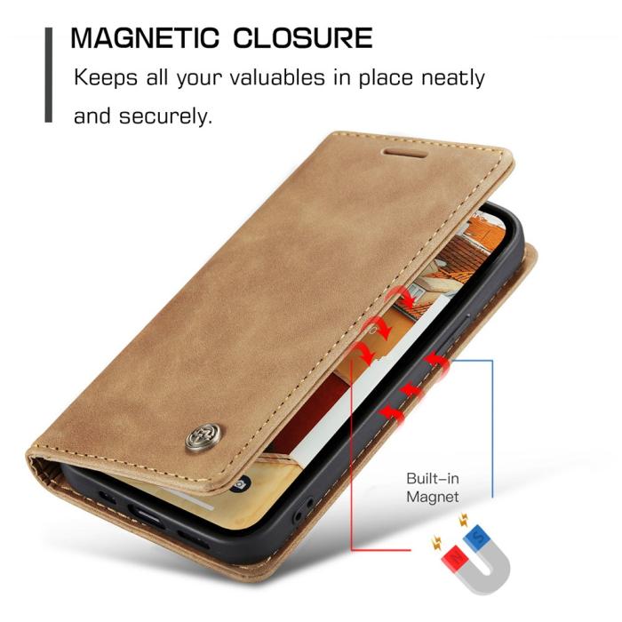 Bild 6, CASEME CASEME iPhone 15 Plus Fodral Flip Retro Läder Brun