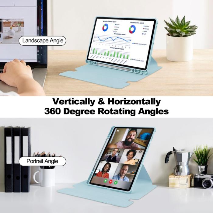 Bild 4,  Galaxy Tab S9 Plus Fodral 360° Rotation Hybrid Blå